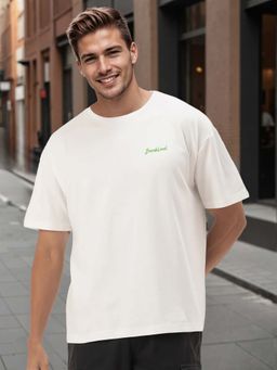 Bene Kleed - White Solid Oversized T-shirt