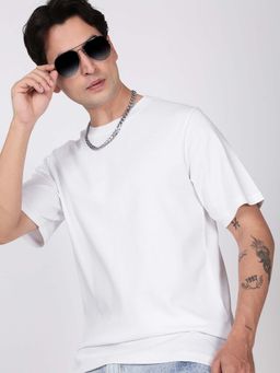 Bene Kleed - Off White Solid Oversized T-shirt