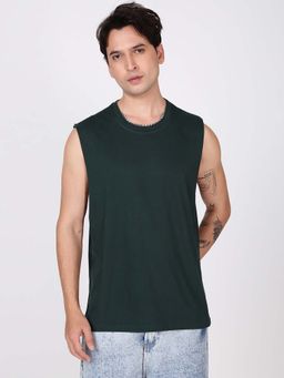 Bene Kleed - Black Solid Oversized Tank T-shirt