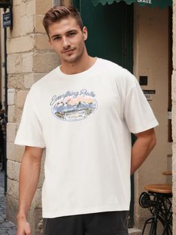Bene Kleed - White Printed Oversized T-shirt