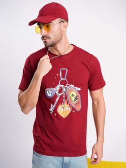 Bene Kleed - Red Printed Oversized T-shirt