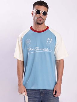 Bene Kleed - Blue Colorblock Relaxed T-shirt