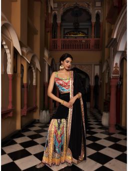 Tussya by Shreya - Ekaa Multi-Color Crop Top with Sharara and Dupatta (Set of 3)