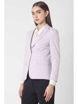 Van Heusen - Women Lavender and White Checks Print Blazer