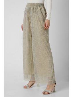 Van Heusen - Women Beige Textured Casual Regular Fit Palazzo