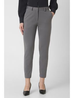Van Heusen - Women Grey Solid Formal Regular Fit Trouser