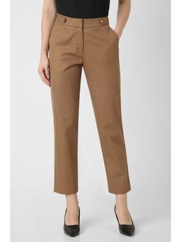 Van Heusen - Women Brown Solid Formal Regular Fit Trouser