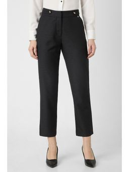 Van Heusen - Women Black Dots Textured Formal Regular Fit Trouser