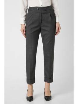 Van Heusen - Women Grey Check Formal Slim Fit Trouser