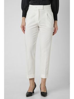 Van Heusen - Women White Solid Formal Slim Fit Trouser