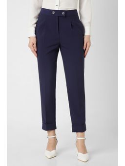 Van Heusen - Women Navy Solid Formal Slim Fit Trouser