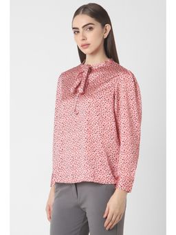 Van Heusen - Women Peach Print Formal Round Neck Top