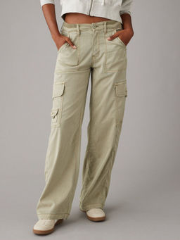 American Eagle - Beige Dreamy Drape Stretch Cargo High Waisted Baggy Wide Leg Pant