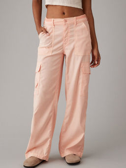 American Eagle - Peach Dreamy Drape Stretch Cargo High Waisted Baggy Wide Leg Pant