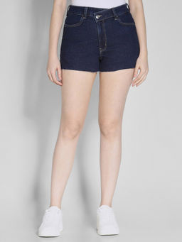 American Eagle - Navy Blue Stretch Crossover Waist Denim Mom Shorts