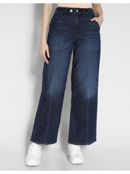 American Eagle - Navy Blue Dreamy Drape Stretch Super High Waisted Baggy Wide Leg Jeans