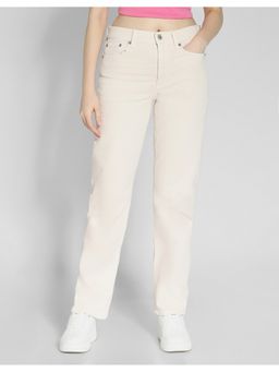 American Eagle - Cream Stretch Super High Waisted Straight Jeans