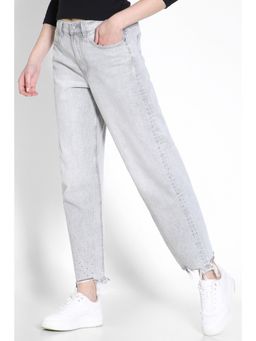 American Eagle - Grey Strigid Super High Waisted Baggy Straight Embellished Jeans