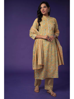 Zari Jaipur - Cotton Woven Unstitched Kurta and Bottom with Dupatta (Set of 3)