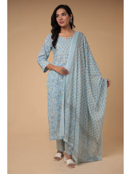 Zari Jaipur - Cotton Woven Unstitched Kurta and Bottom with Dupatta (Set of 3)