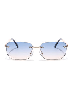 Voyage - Unisex Blue Lens Rimless Polarized Rectangle Sunglasses- 5G193 (52)