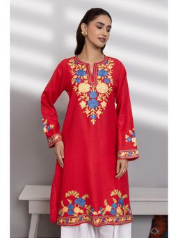 HOUSE OF KARI - Cotton Kashmiri Aari Red Kurta