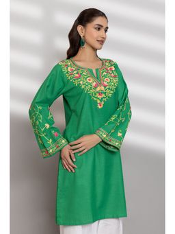 HOUSE OF KARI - Cotton Kashmiri Aari Green Kurta
