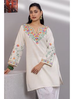 HOUSE OF KARI - Cotton Kashmiri Aari White Kurta
