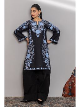 HOUSE OF KARI - Cotton Kashmiri Aari Black Kurta