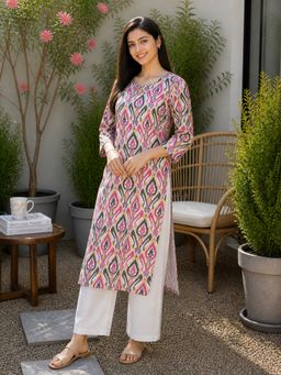 Rajnandini - Women's Pink Pure Cotton Printed Kurta