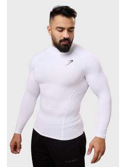 FUAARK - High Neck Sports and Gym Full Sleeves T-Shirt for Men (White)