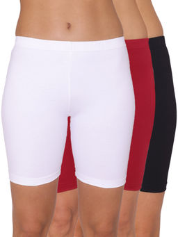 Groversons Paris Beauty - Womens Super Combed Cotton Rich Assorted Shorts (Pack of 3)