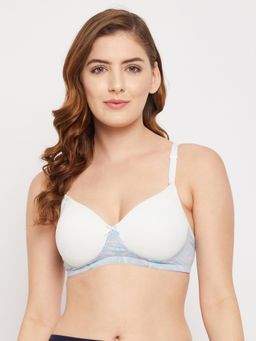 Clovia - Polyamide Solid Padded Full Cup Wire Free T-Shirt Bra - White