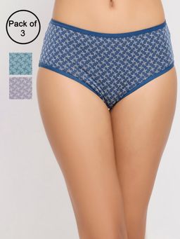 Clovia - Cotton Mid Waist Printed Hipster Panty (Pack of 3)