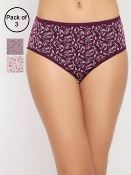 Clovia - Cotton Mid Waist Printed Hipster Panty (Pack of 3)