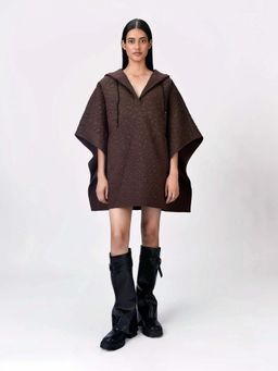 Genes Lecoanet Hemant - Women's Cotton Hooded Embroidered Self Design Kimono Sleeves Top