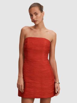 Forever New - Red Textured Strapless/Tube Dress