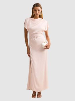 Forever New - Pink Solid/Plain Cowl Neck Dress