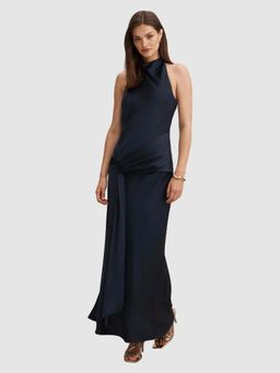 Forever New - Navy Blue Solid/Plain Strapless/Tube Dress
