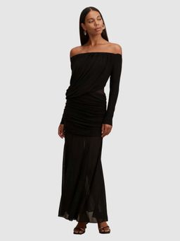 Forever New - Black Solid/Plain Off Shoulder Dress