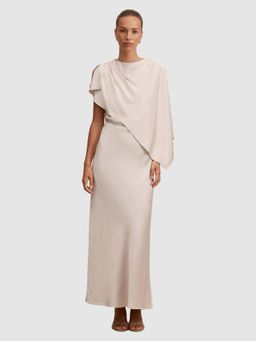 Forever New - Cream Solid/Plain Round Neck Dress