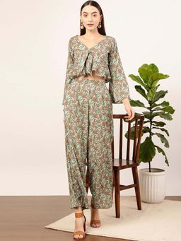 STREET 9 - Green Paisley V-Neck Co-Ord Set