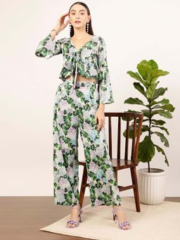 STREET 9 - Multi-Color Floral V-Neck Co-Ord Set