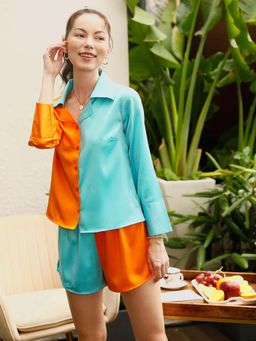 STREET 9 - Multi-Color Colorblock Notched Lapel Co-Ord Set
