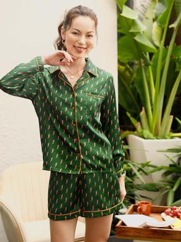 STREET 9 - Green Printed Notched Lapel Co-Ord Set