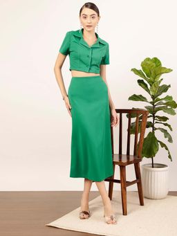 STREET 9 - Green Solid/Plain Notched Lapel Co-Ord Sets