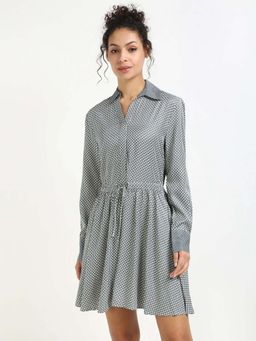Tommy Hilfiger - Grey Printed Collar Neck Dress