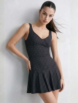 Outzidr - Black Polka Dots Sweetheart Dress