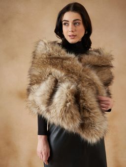 InWeave - Winter Beige Faux Fur Cape Poncho