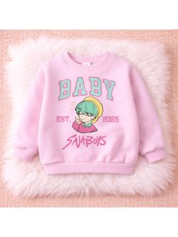 Googo Gaaga - Pink Cotton Full Sleeves Sweatshirt